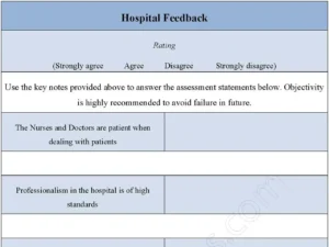 Hospital Feedback Fillable PDF Form