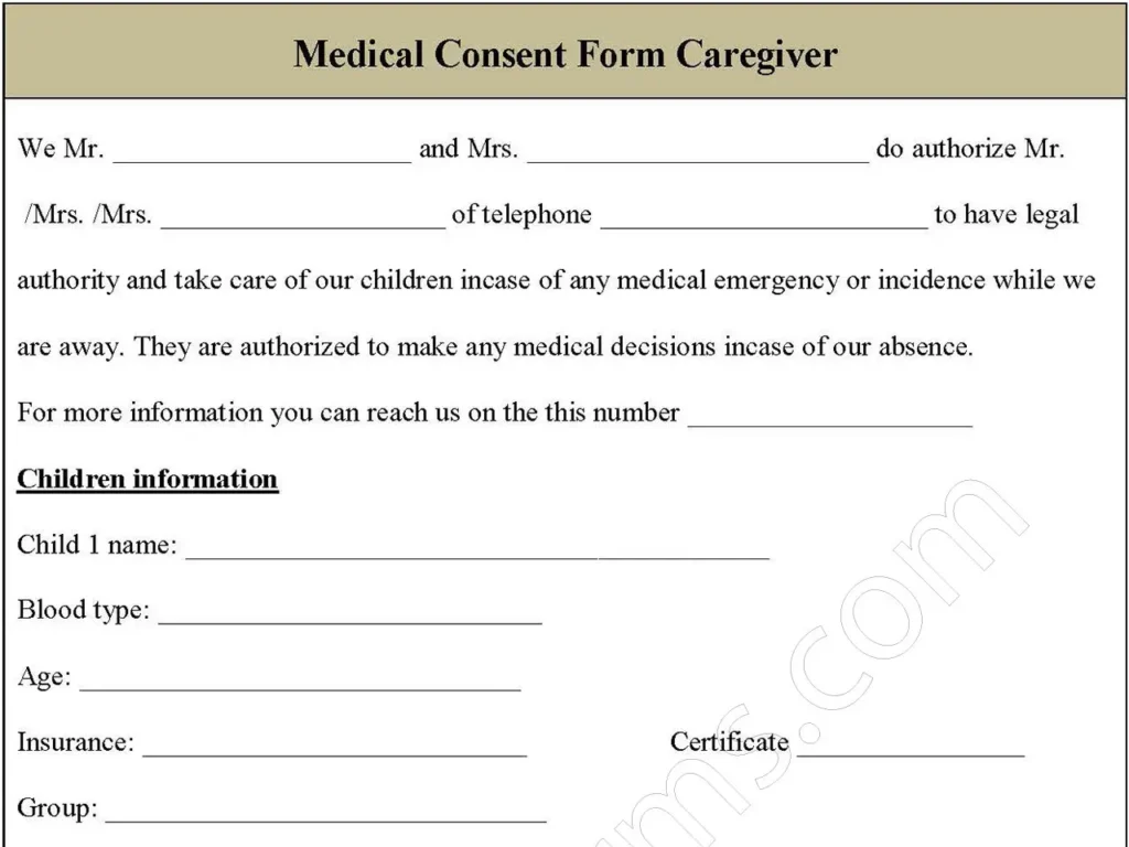 Medical Consent Form Caregiver