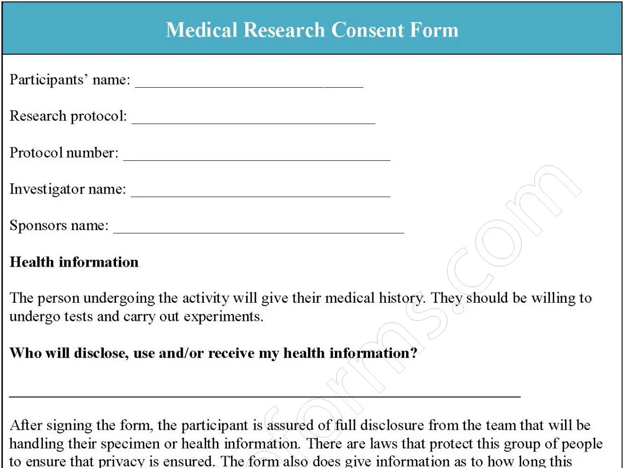 Medical Research Consent Form