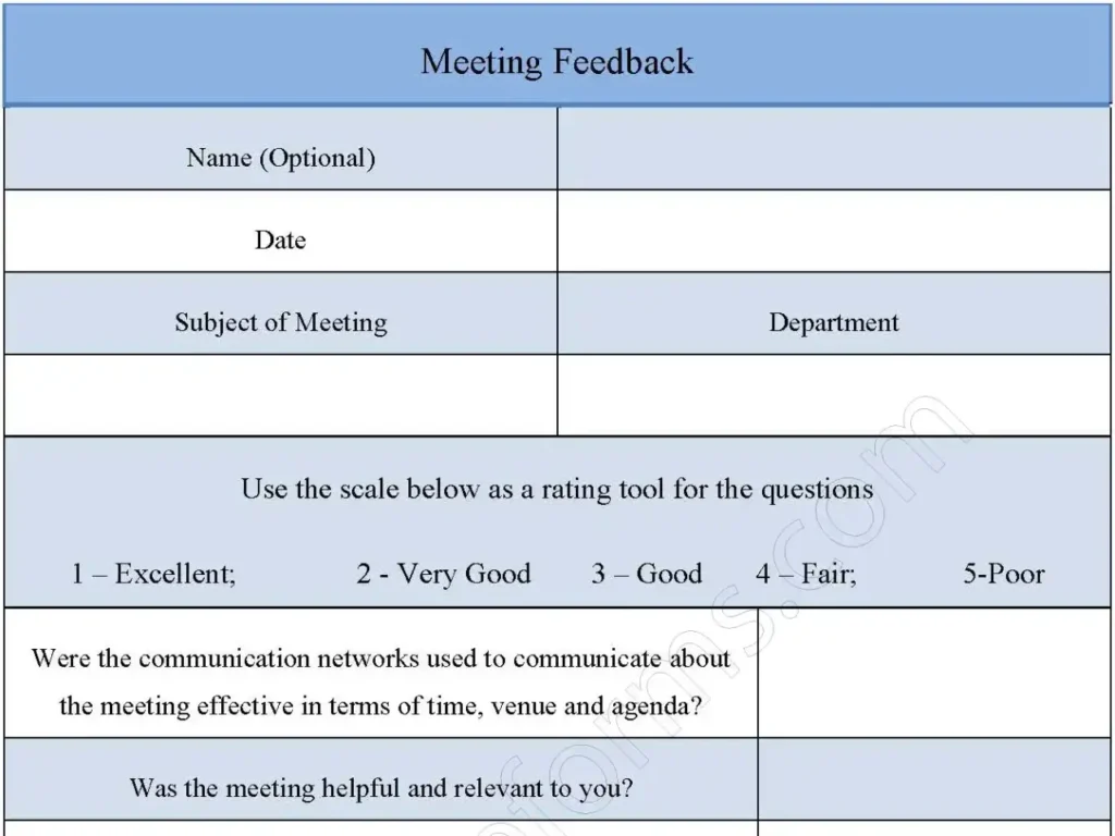 Meeting Feedback Fillable Form