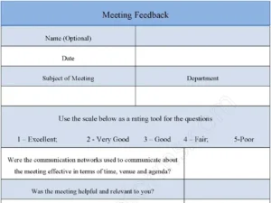 Meeting Feedback Fillable Form