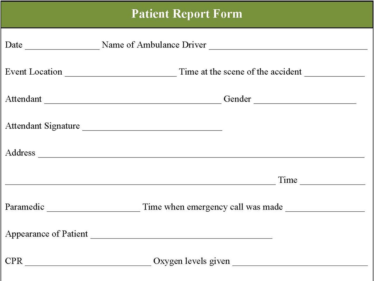Patient Report Form