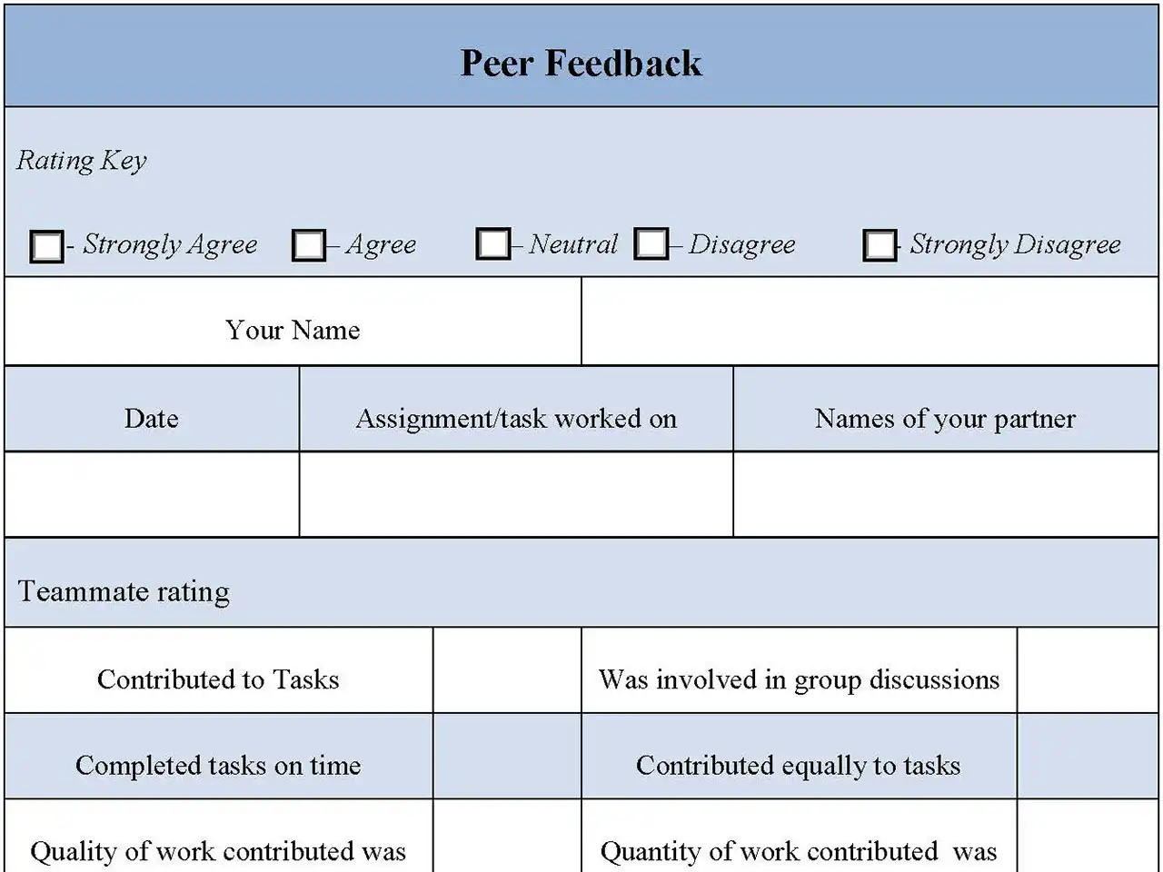 Peer Feedback Form