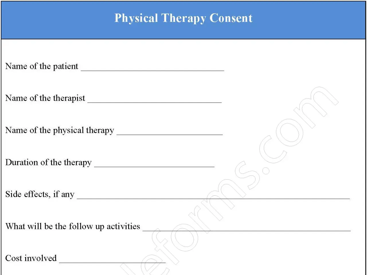 Physical therapy consent forms