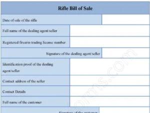 Rifle Bill of Sale Fillable PDF Form