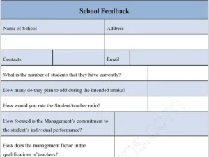 School Feedback Fillable PDF Form