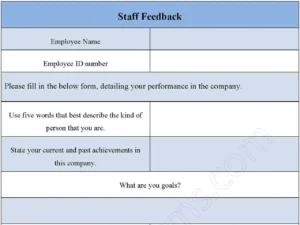 Staff Feedback Fillable PDF Form