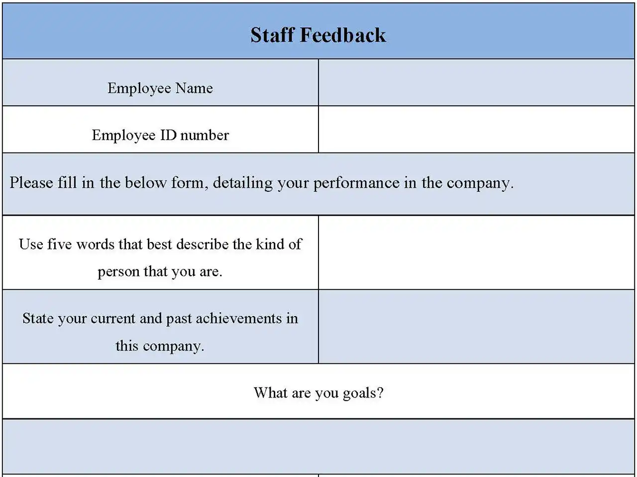 Staff Feedback Form