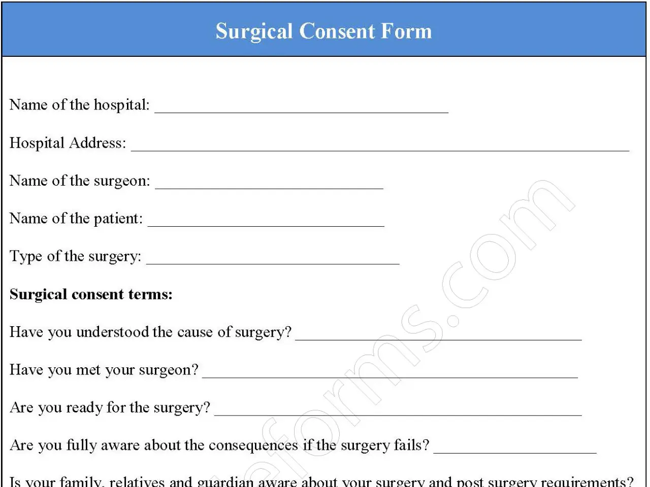 Surgical consent form