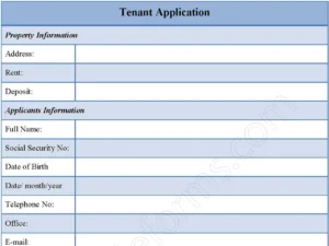 Tenant Application Fillable PDF Template