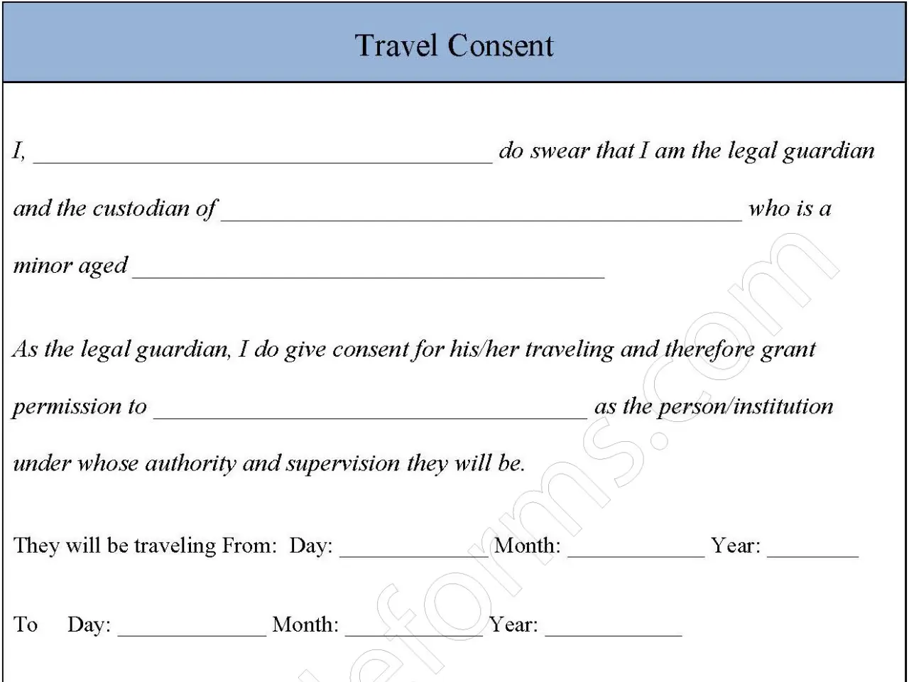 Travel Consent Form