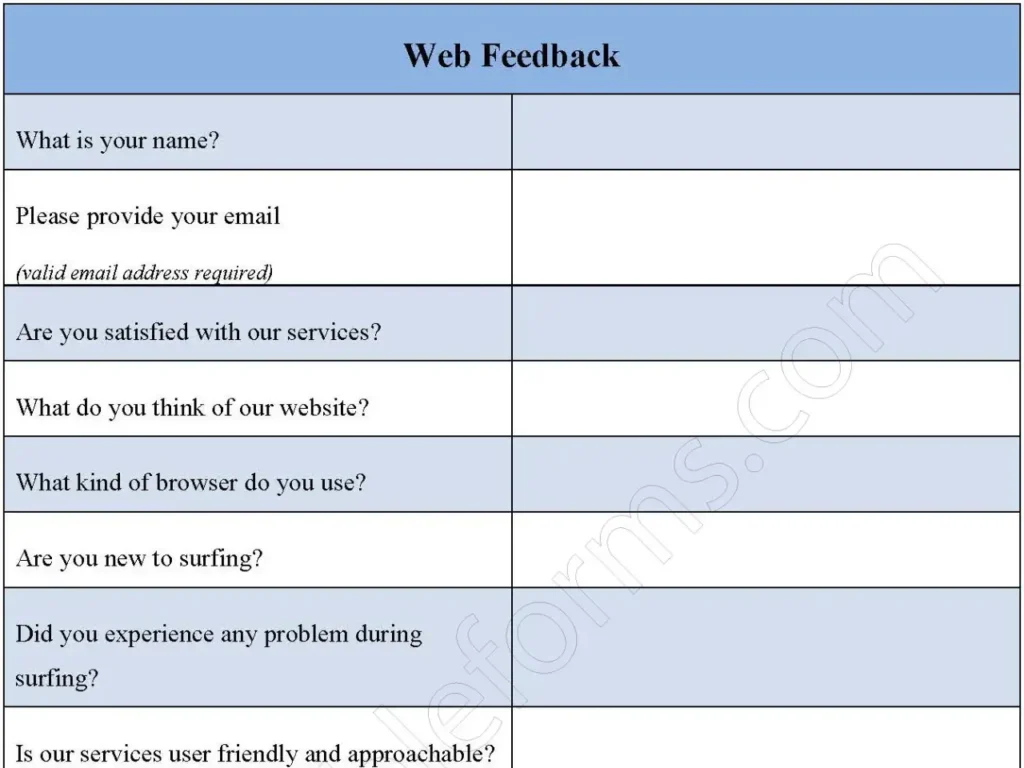 Web Feedback Fillable PDF Form