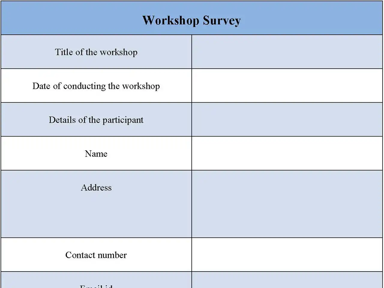 Workshop Survey Form