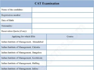 CAT examination Fillable PDF Form