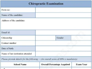 Chiropractic Examination Fillable PDF Form