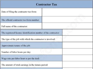 Contractor Tax Fillable PDF Form