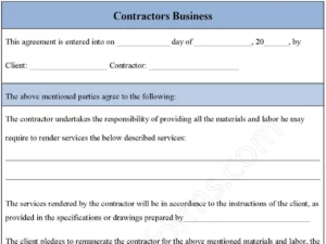 Contractors Business Fillable PDF Form