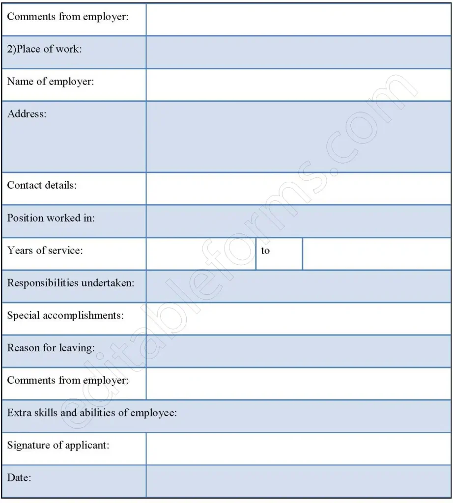 Employee Application Fillable PDF Form