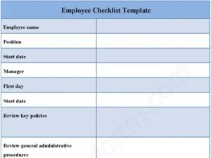 Employee checklist Fillable PDF Form Template