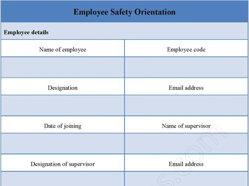 Employee Safety Orientation Fillable PDF Form