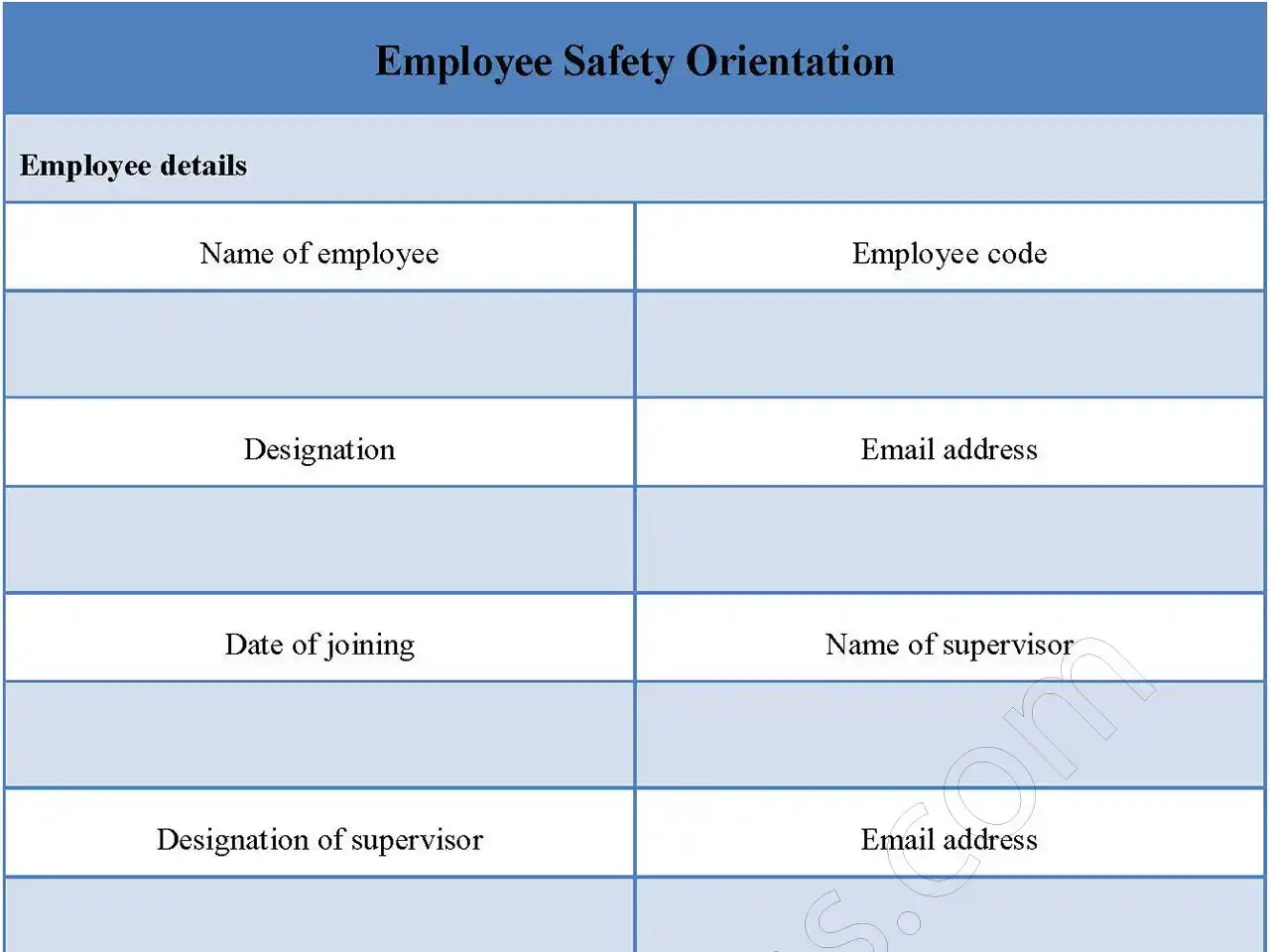 Employee Safety Orientation Fillable PDF Form