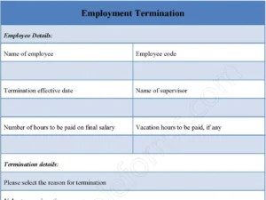 Employment Termination Fillable PDF Form