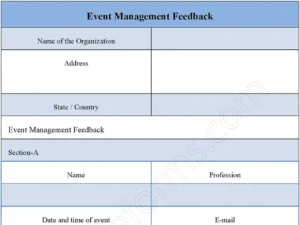 Event Management Feedback Fillable PDF Form