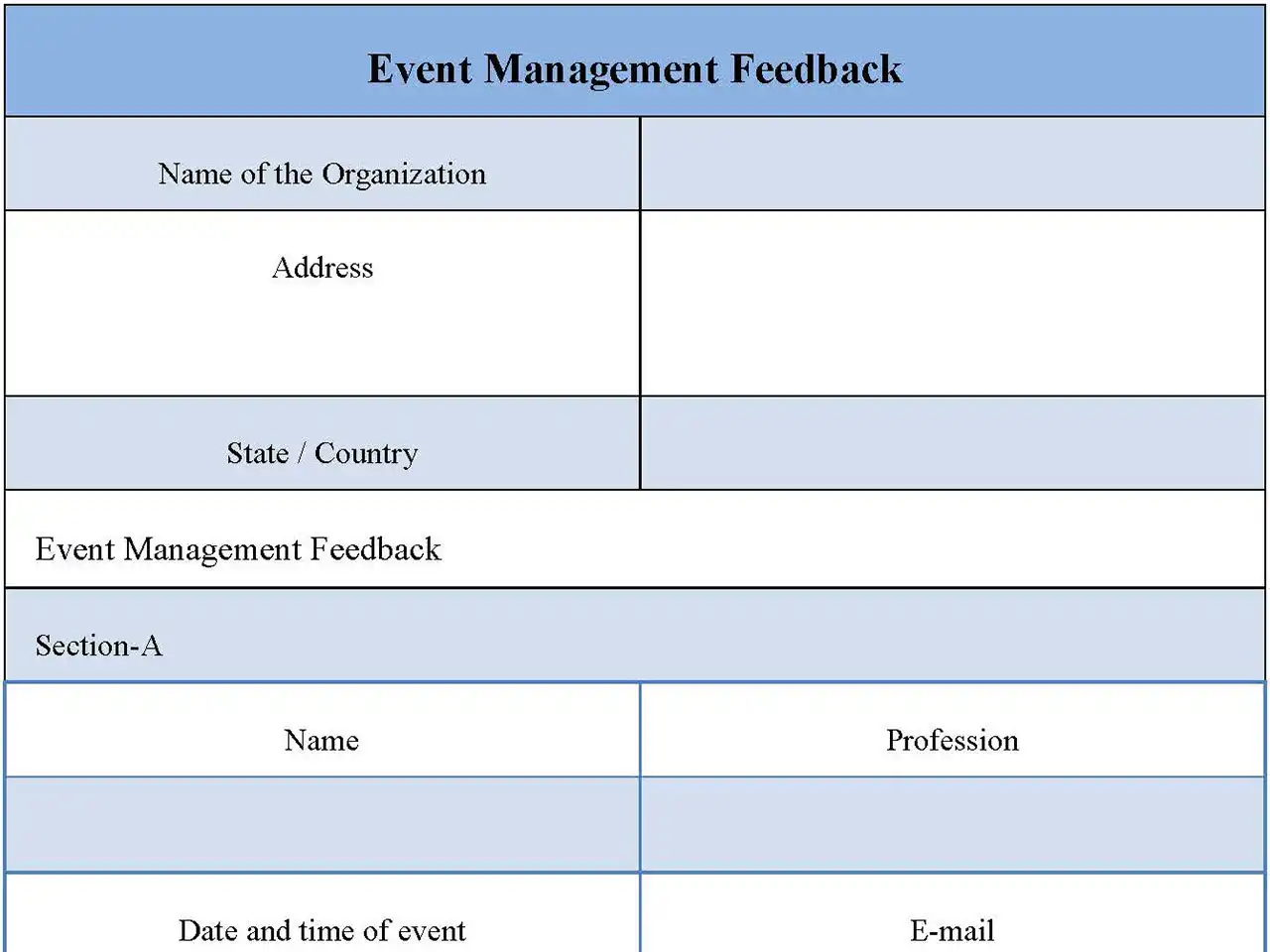 Event Management Feedback Form