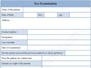 Eye Examination Fillable PDF Form