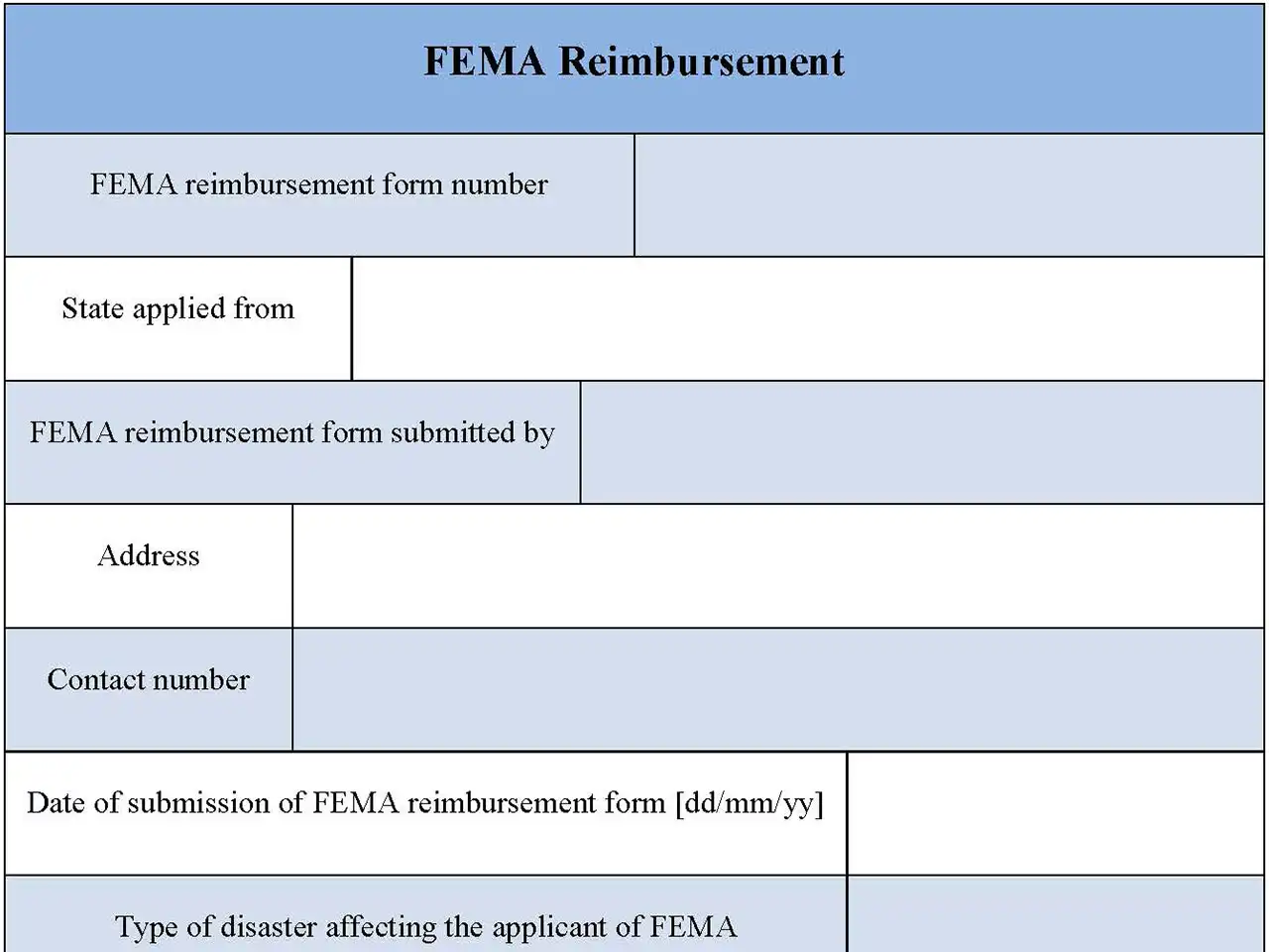 FEMA Reimbursement Form Editable PDF Forms