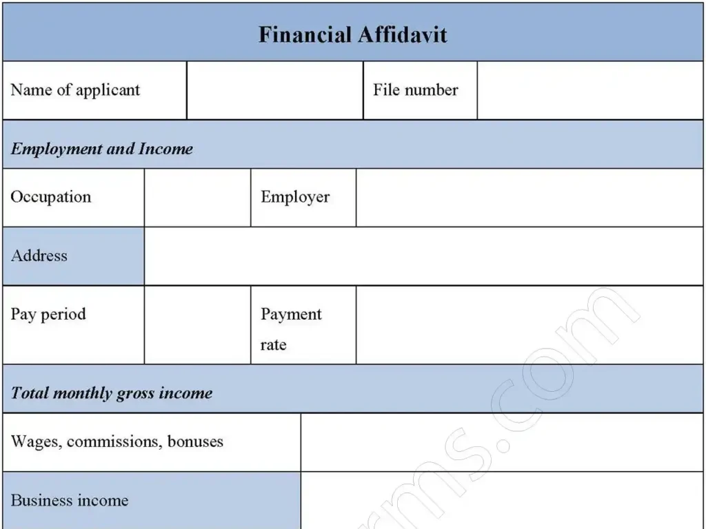 Financial Affidavit Fillable PDF Form