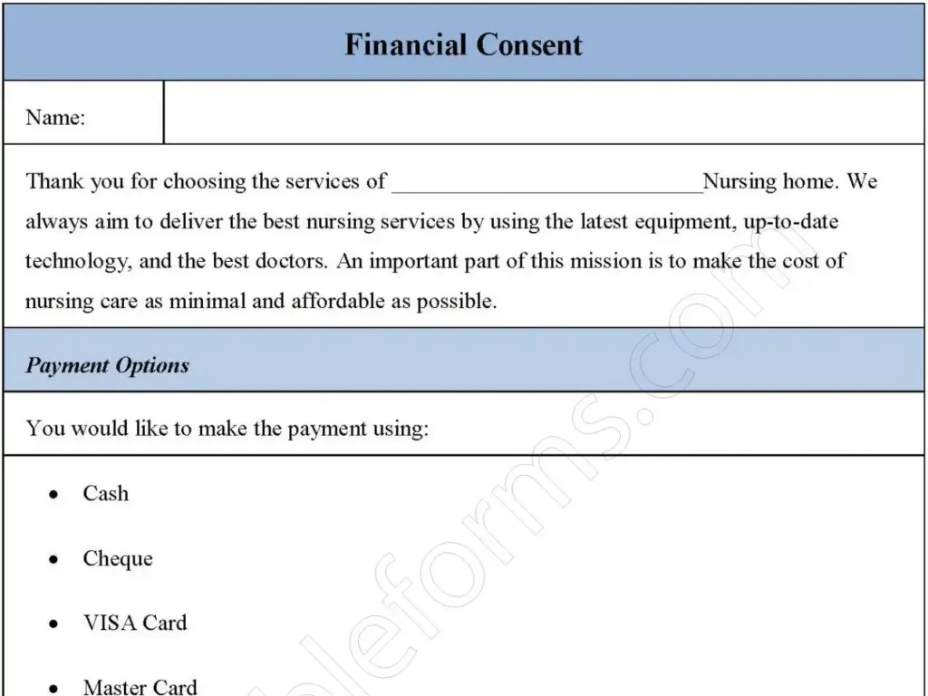 Financial Consent Fillable PDF Form