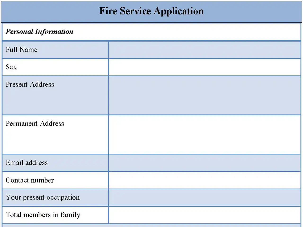 Fire Service Application Forms Editable PDF Forms