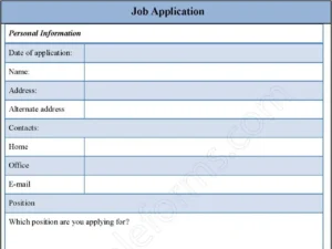 Free Job Application Fillable PDF Form