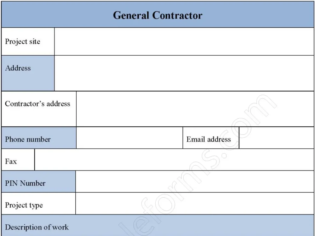 General Contractor Fillable PDF Form