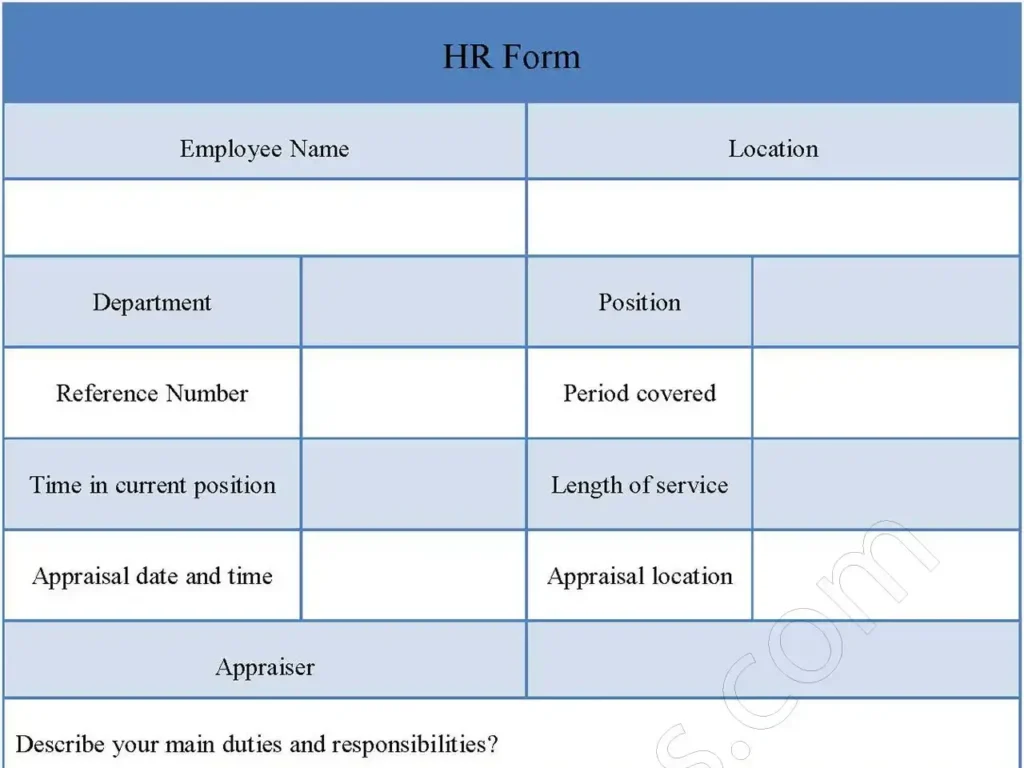 HR Form Fillable PDF Form Template