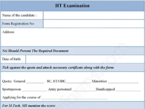 IIT Examination Fillable PDF Form