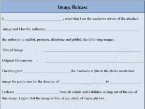 Image Release Fillable PDF Form