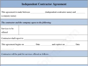 Independent Contractor Agreement Fillable PDF Form