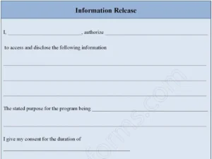 Information Release Fillable PDF Form