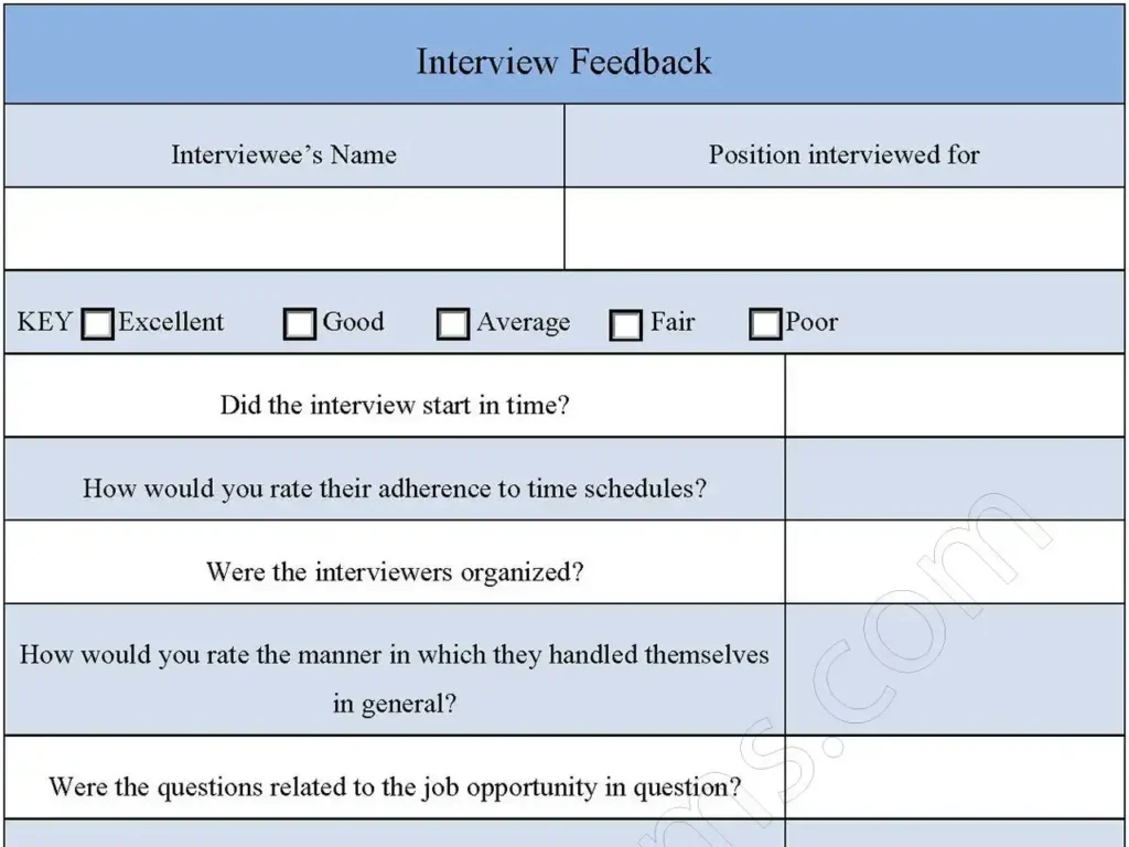 Interview Feedback Fillable PDF Form