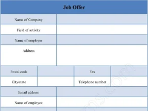 Job Offer Fillable PDF Form