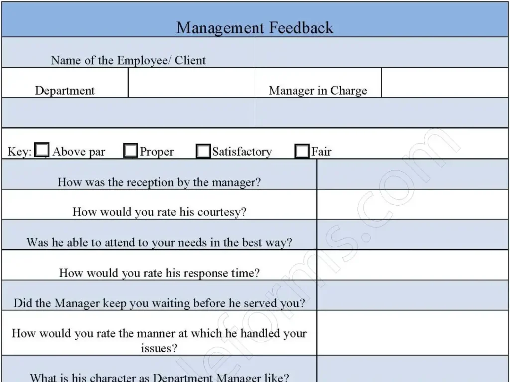 Management Feedback Fillable PDF Form