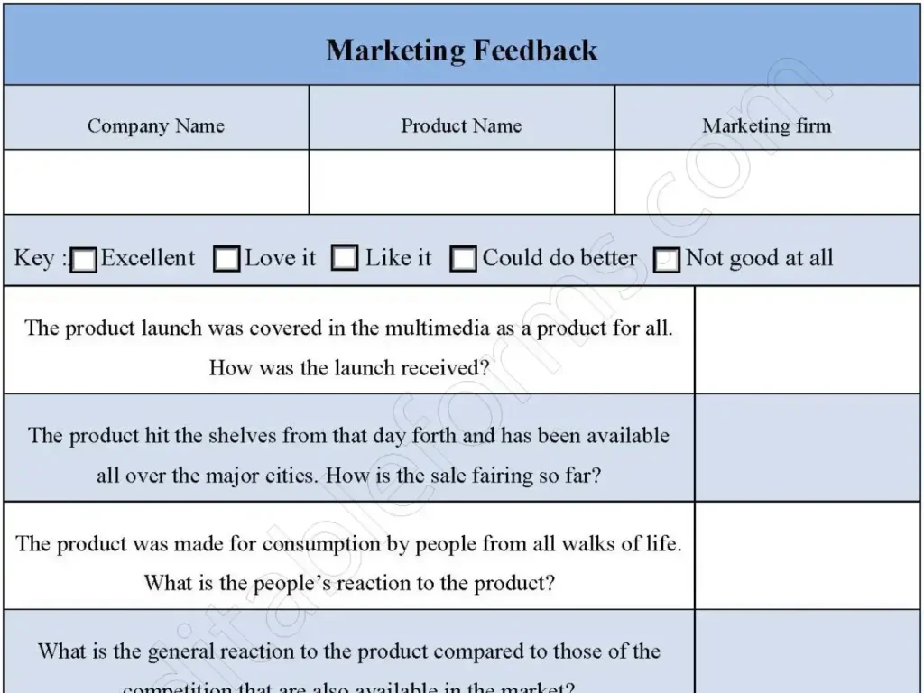 Marketing Feedback Fillable PDF Form