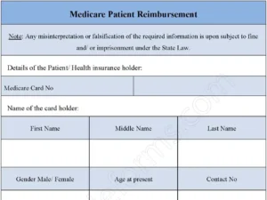 Medicare Patient Reimbursement Fillable PDF Form