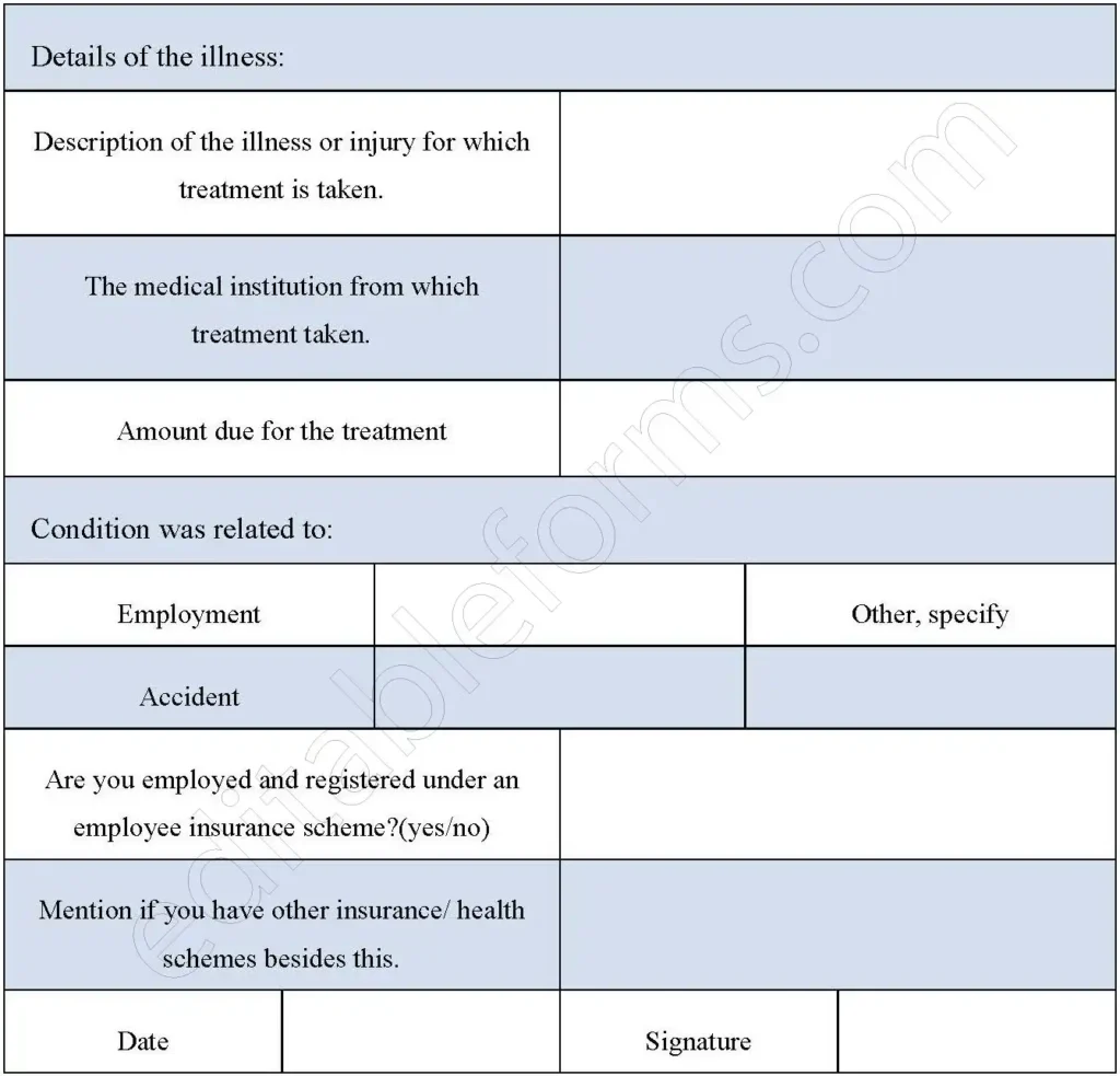 Medicare Patient Reimbursement Fillable PDF Form