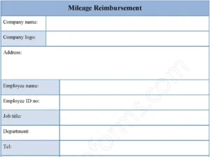 Mileage Reimbursement Fillable PDF Form