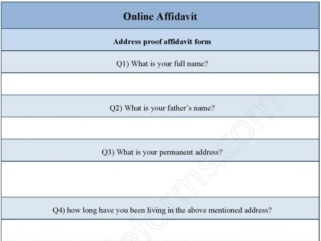 Online Affidavit Fillable PDF Form