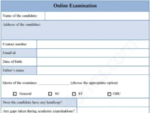 Online Examination Fillable PDF Form