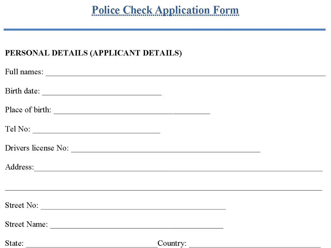 Police check Application Form